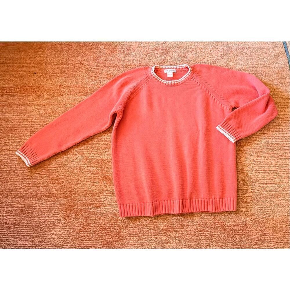 Erik Stewart Sweater XL Coral 100% Cotton Crewneck Classic 90s style
